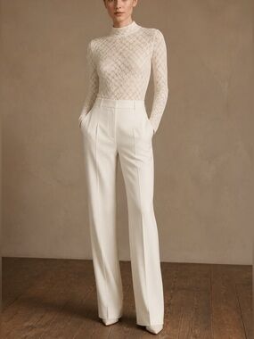 Open Edit Long Sleeve Lace Bodysuit – Ivory
